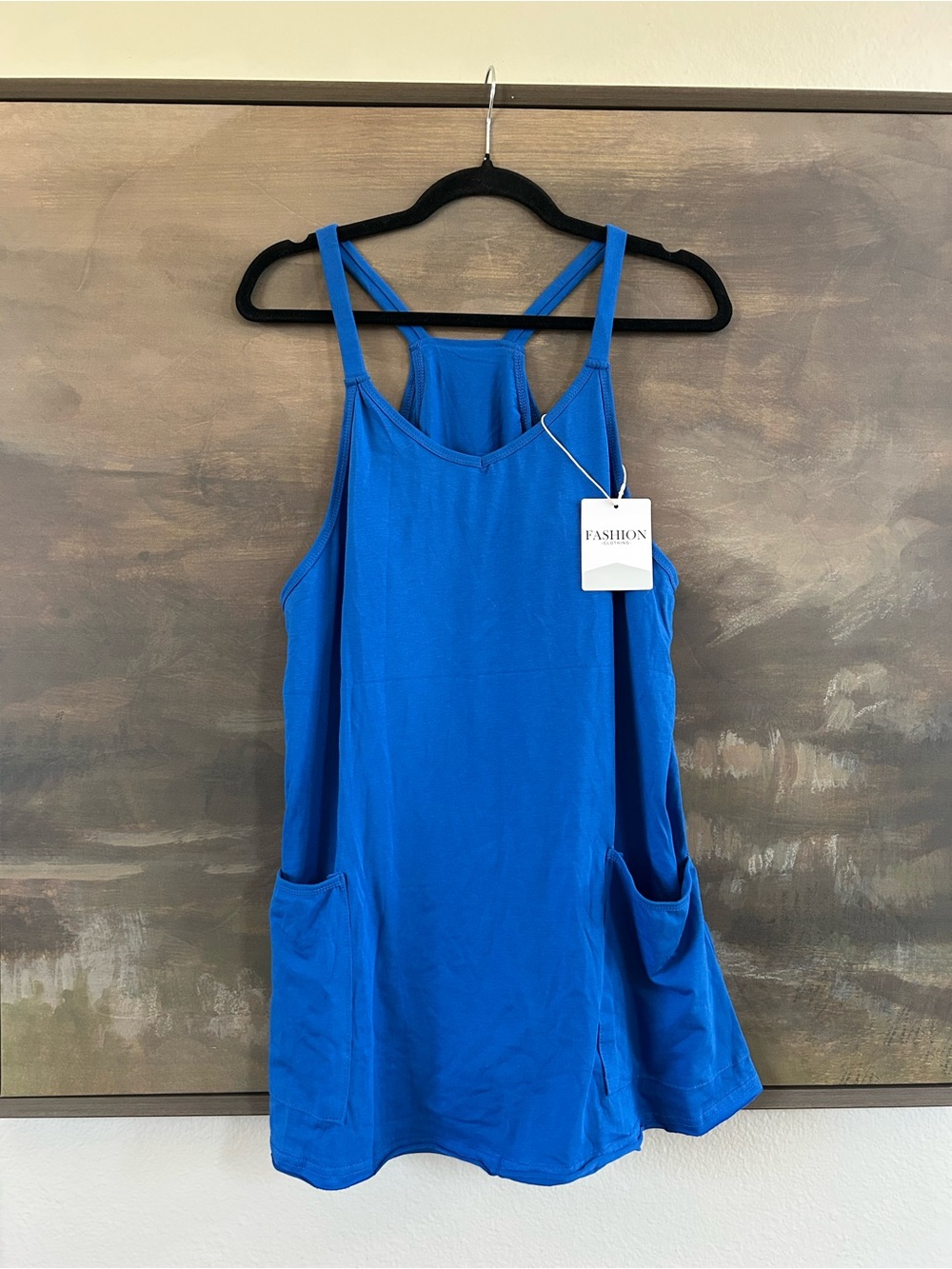 NWT Athletic Mini Dress Built-in Shorts Scoop Neck Sundress with Pockets - Picture 8 of 16